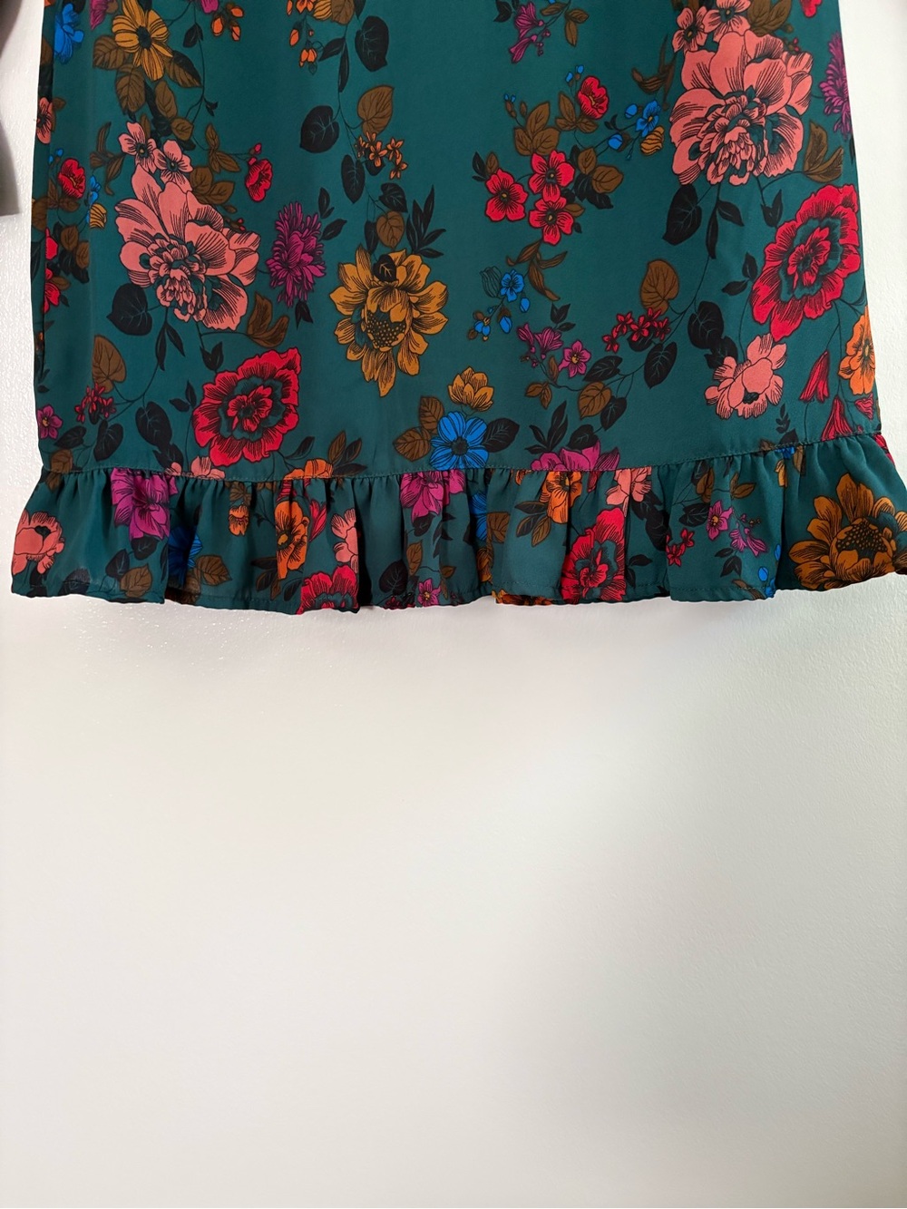 Jack by BB Dakota Size 0 Teal Floral Mini Dress Bishop Style Sleeves - Picture 5 of 12